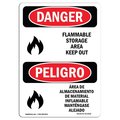 Signmission Safety Sign, OSHA Danger, 14" Height, Aluminum, Flammable Storage Area Keep Out, Spanish OS-DS-A-1014-VS-2016